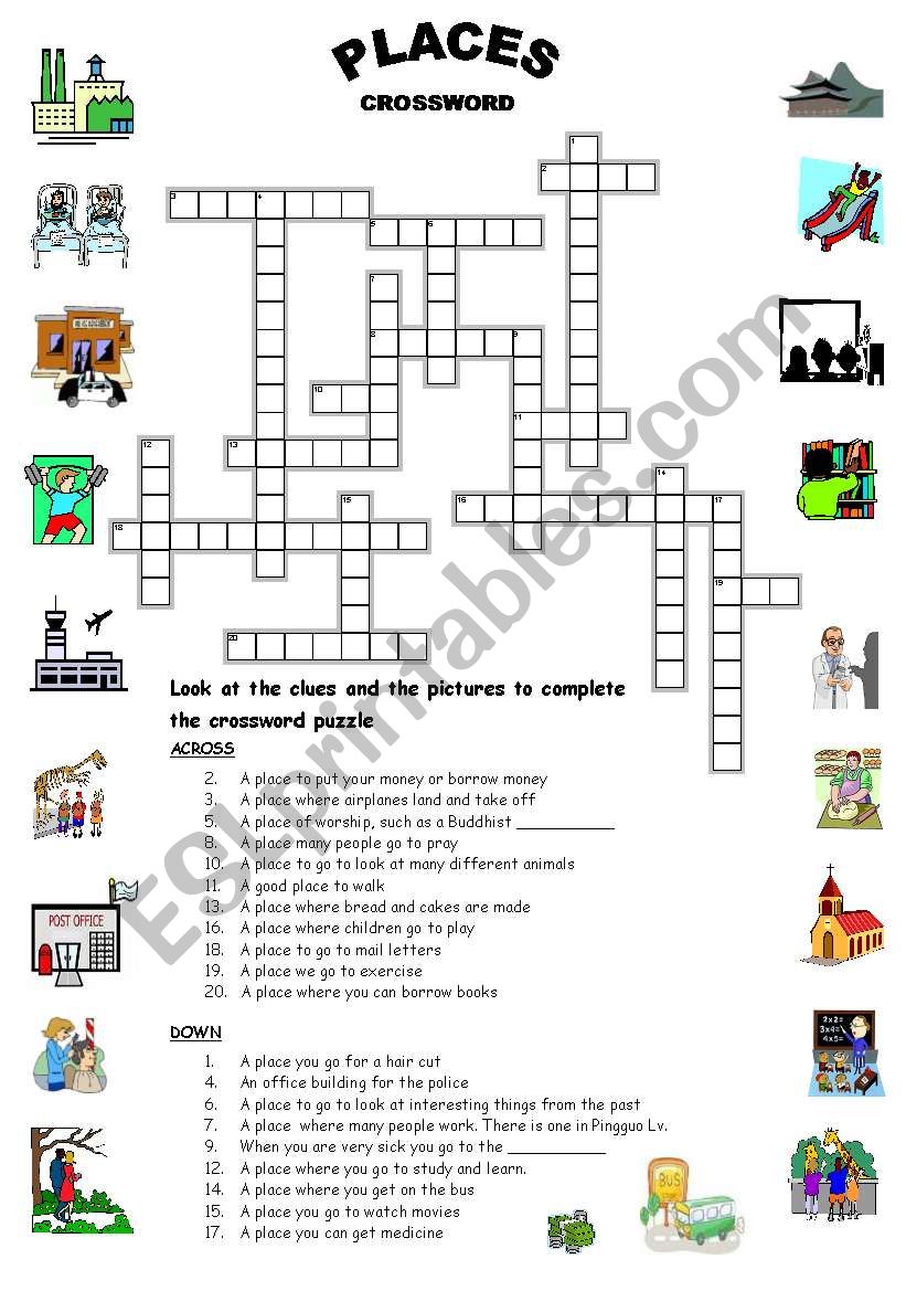 Places Crossword worksheet