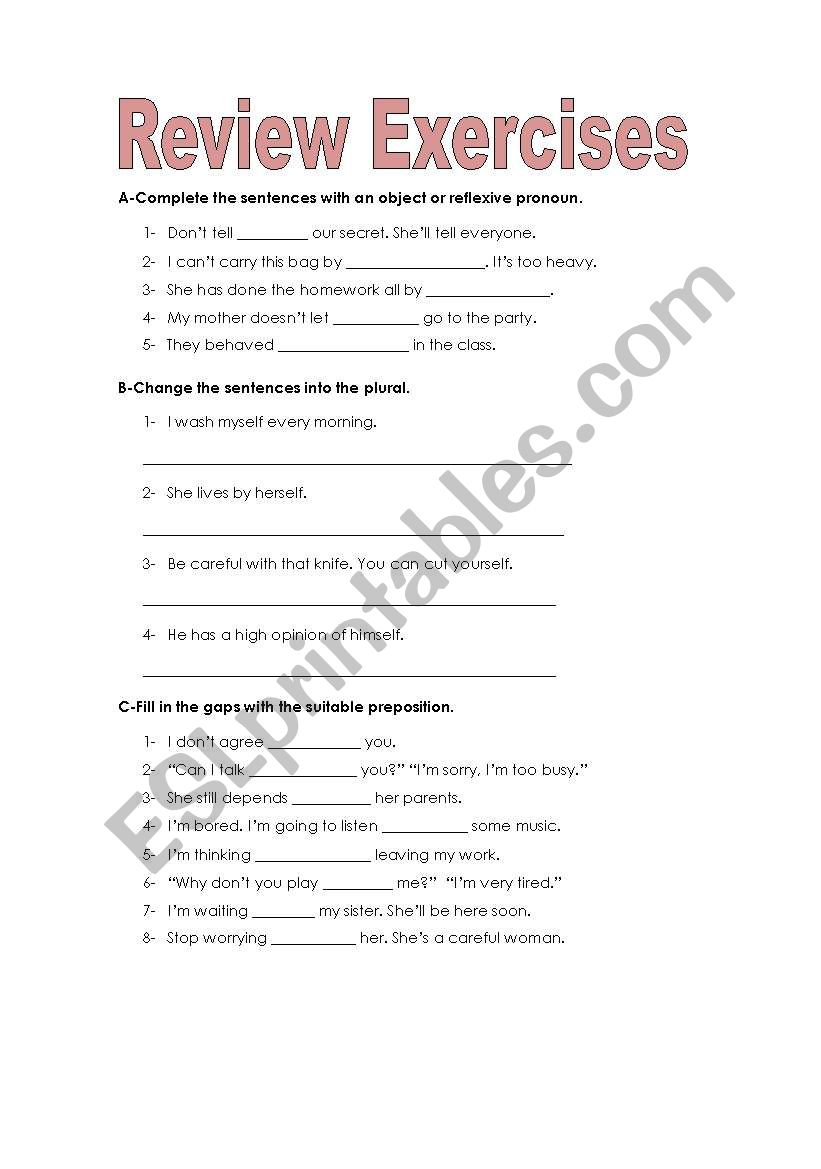 review exercises worksheet