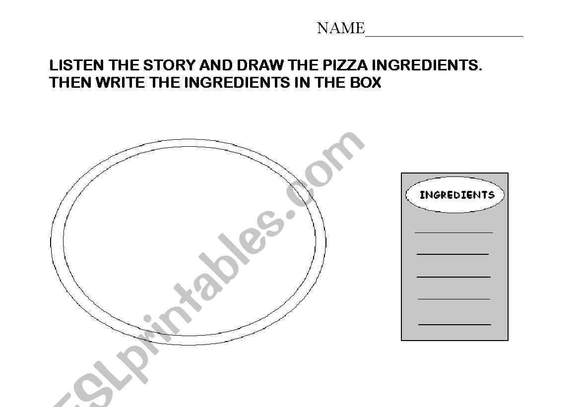 Pizza story worksheet