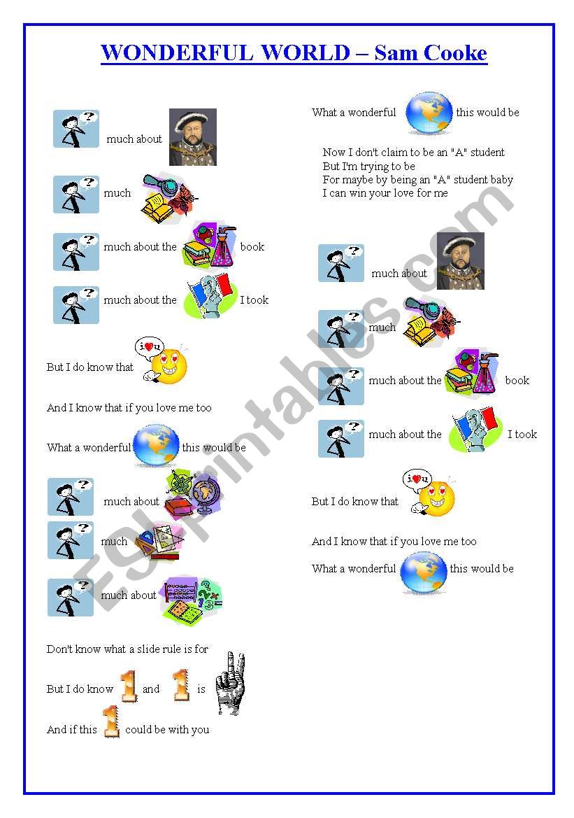 Wonderful World worksheet