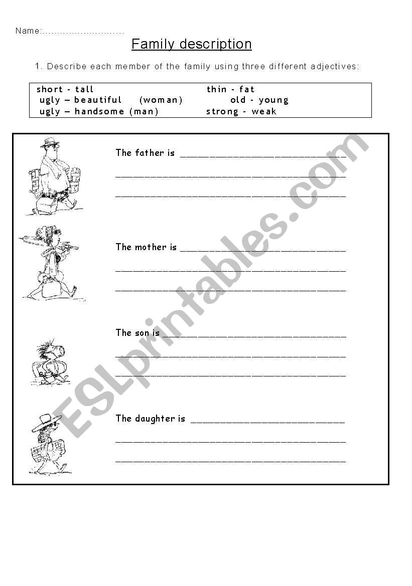 family description worksheet