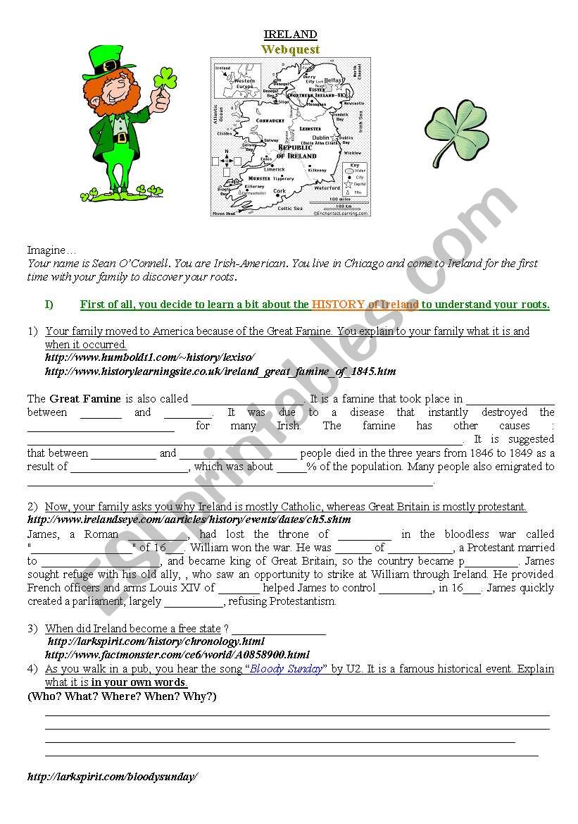 Ireland Webquest worksheet