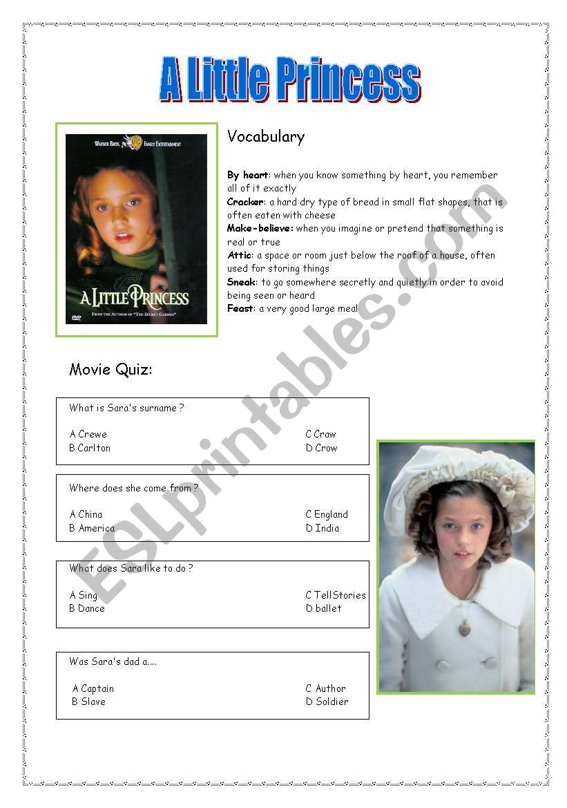 A Little Princess 1 worksheet