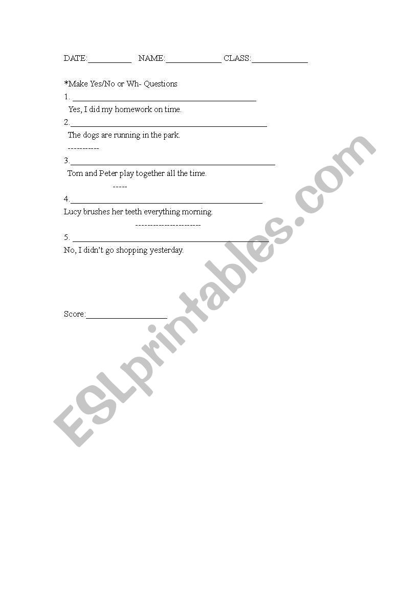 Quiz worksheet