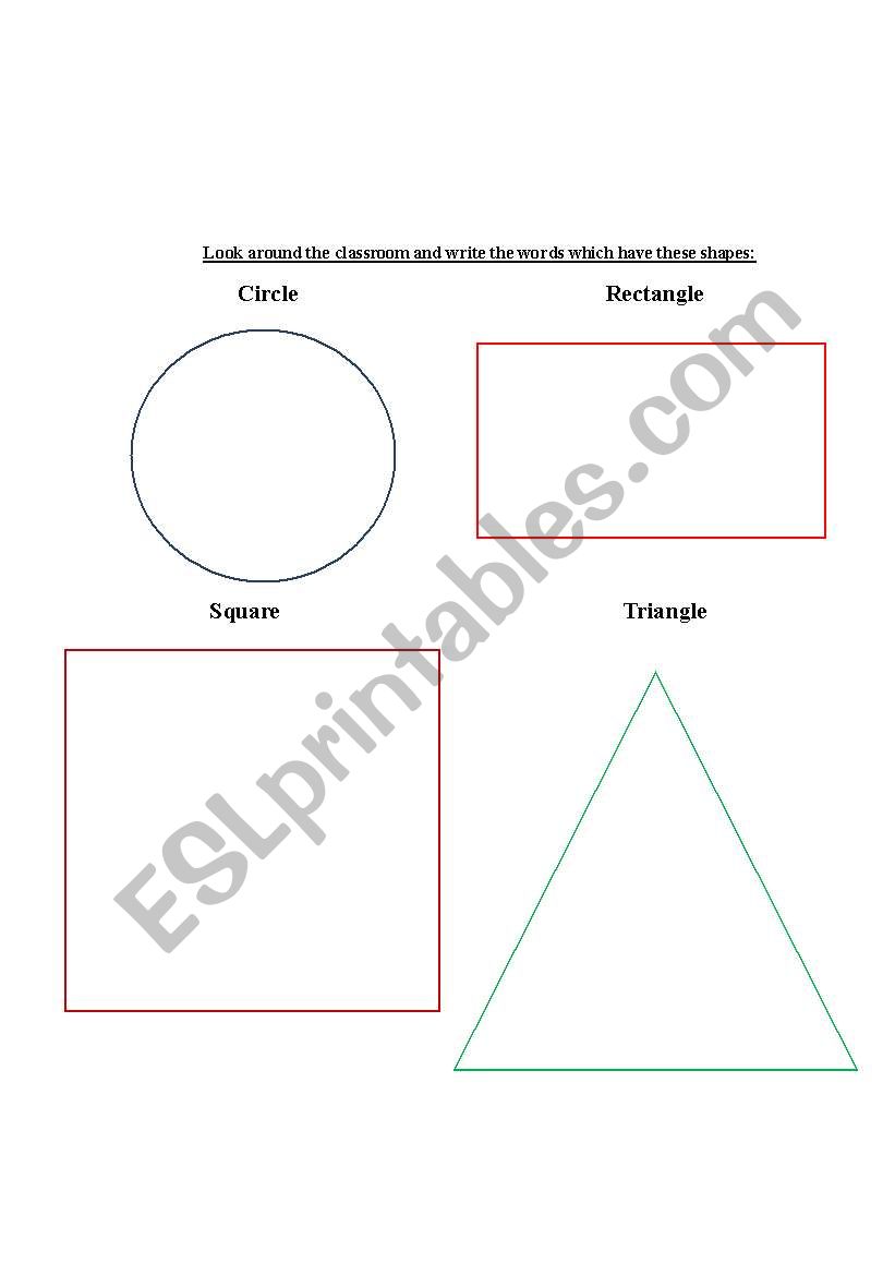 Put the words in their shapes worksheet