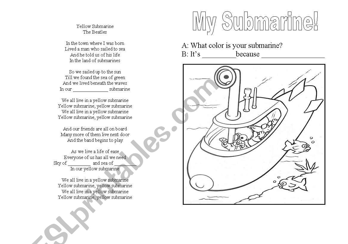 Yellow Submarine worksheet