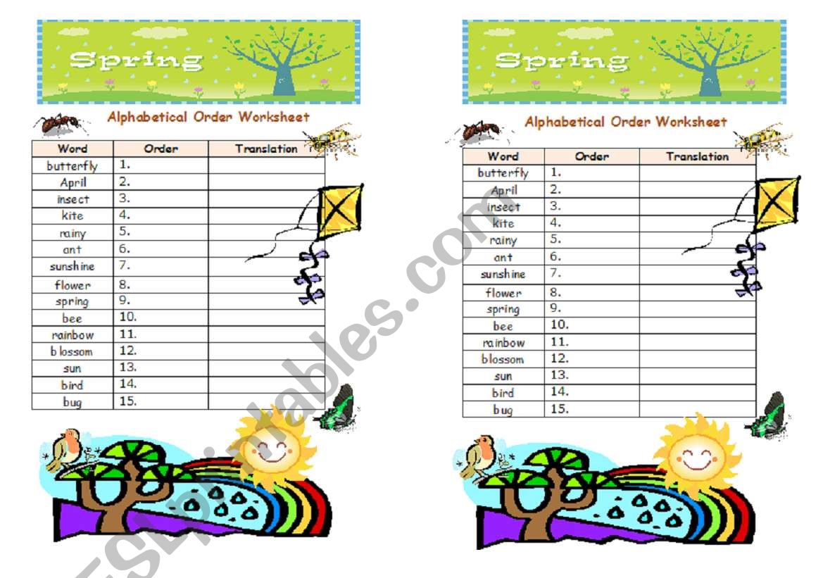 Spring  worksheet