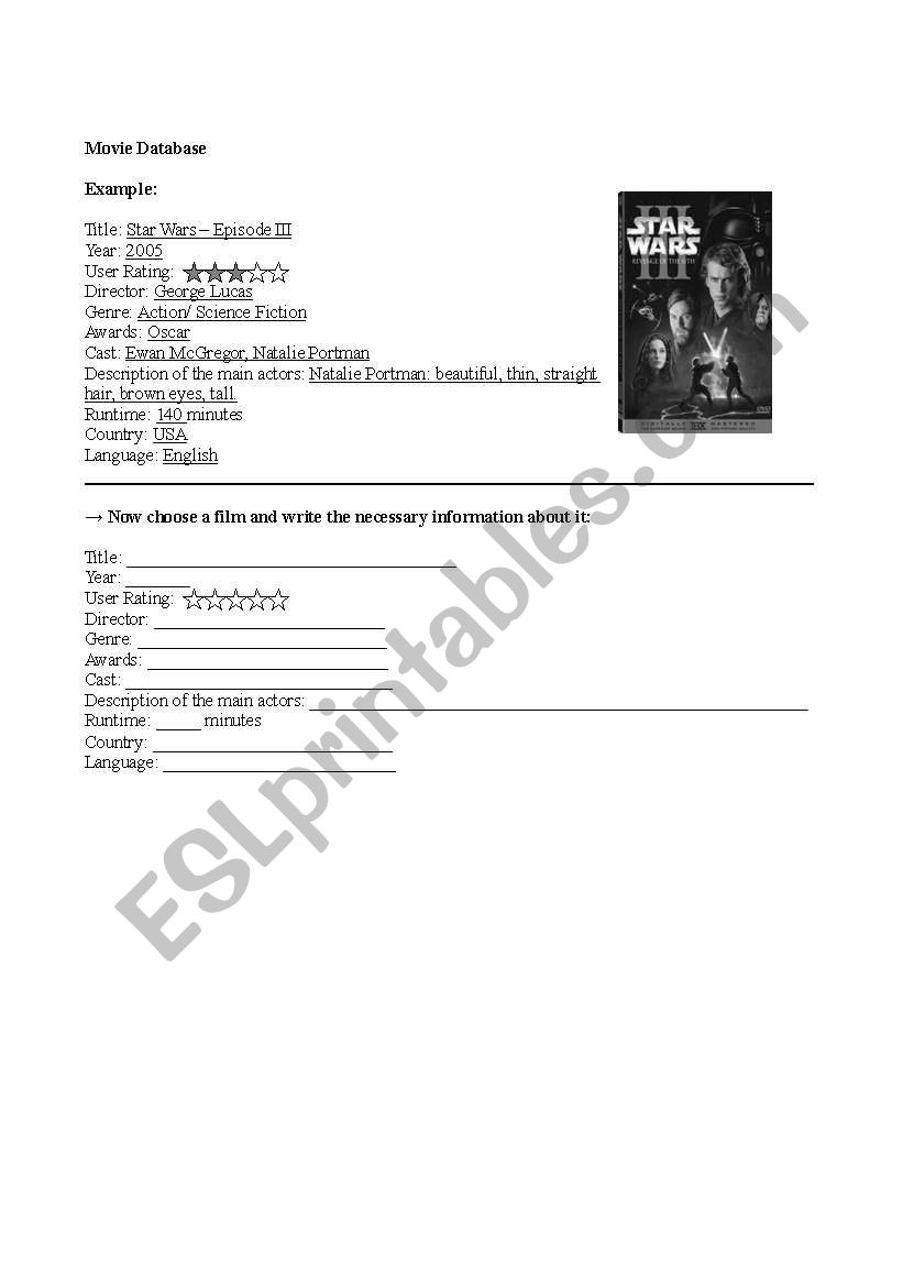 Movie Database worksheet