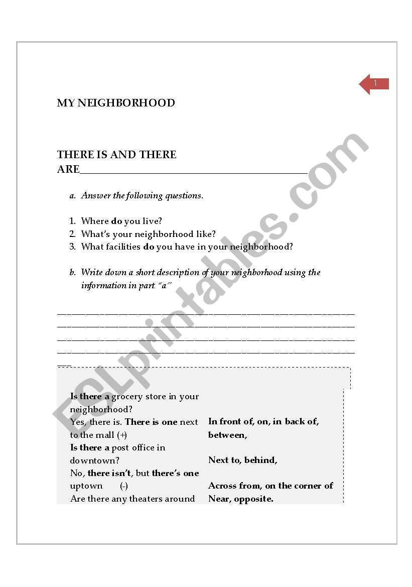 my neighborhood worksheet