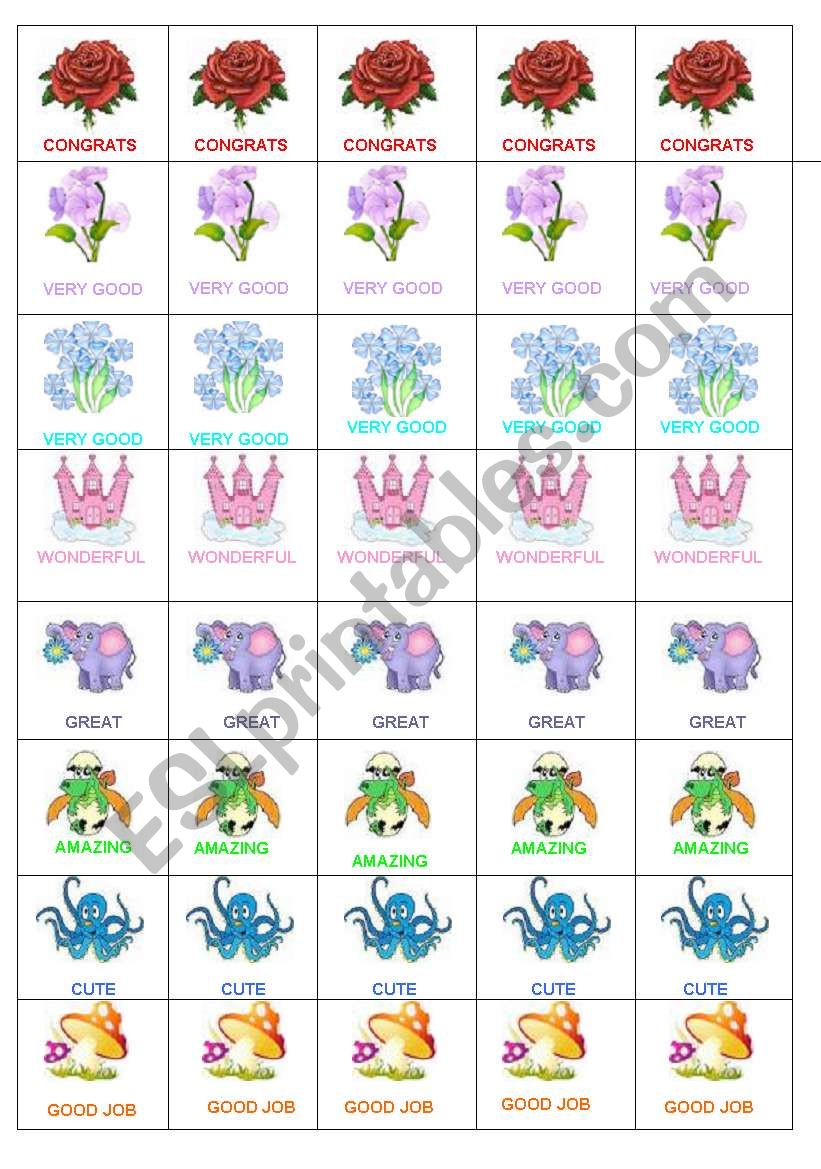 STICKERS worksheet