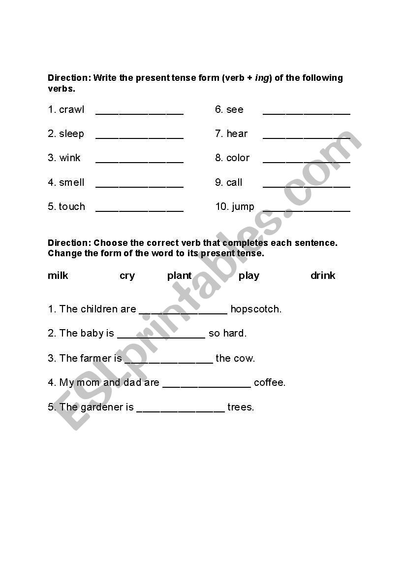 English Worksheets Language Worksheet Verb ing 