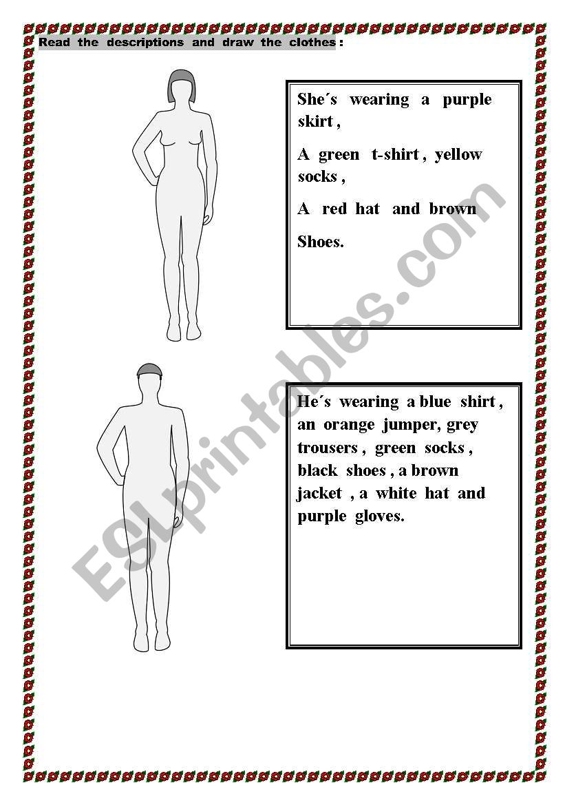 Clothes reading worksheet