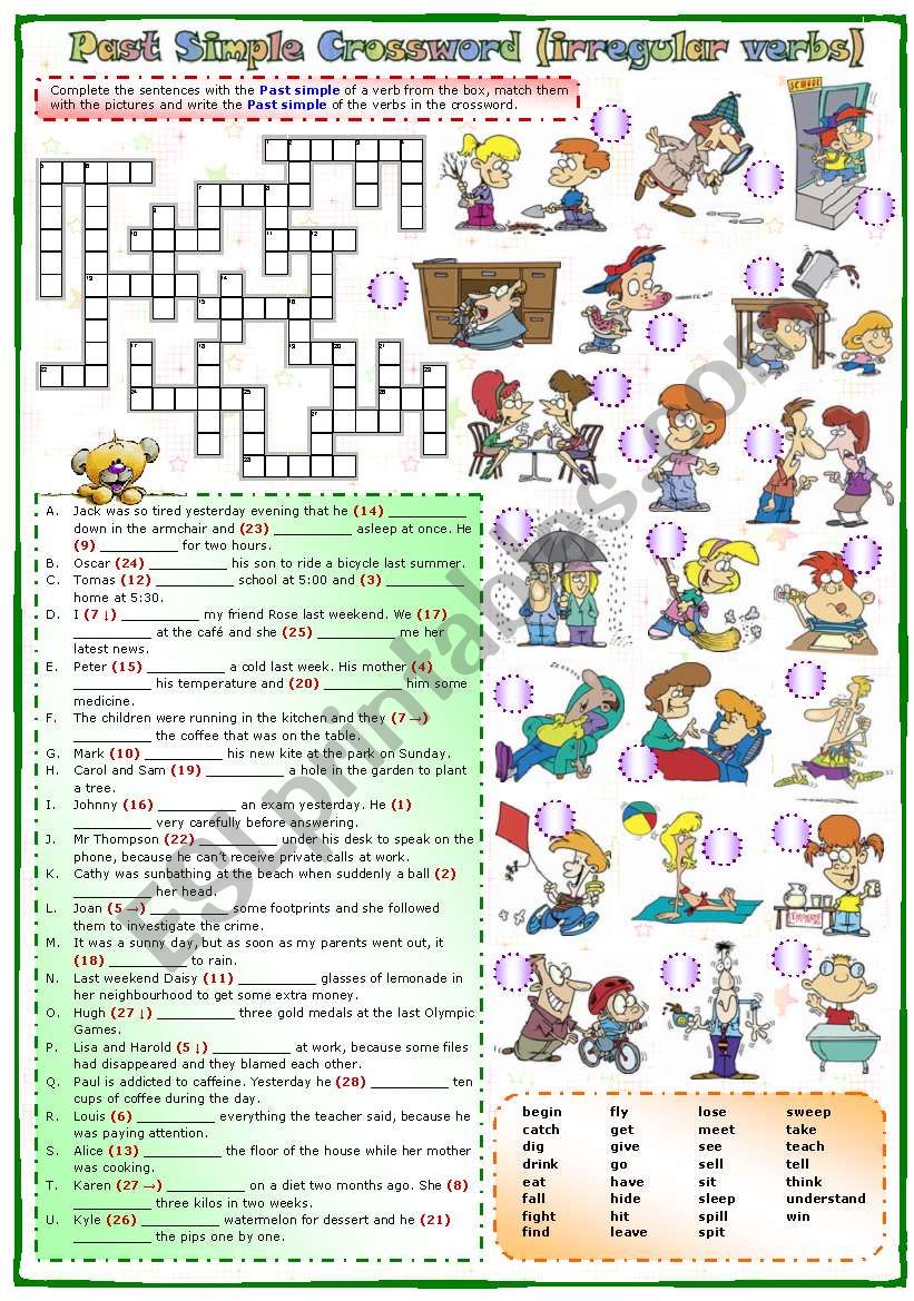  Past simple Crossword (irregular verbs)