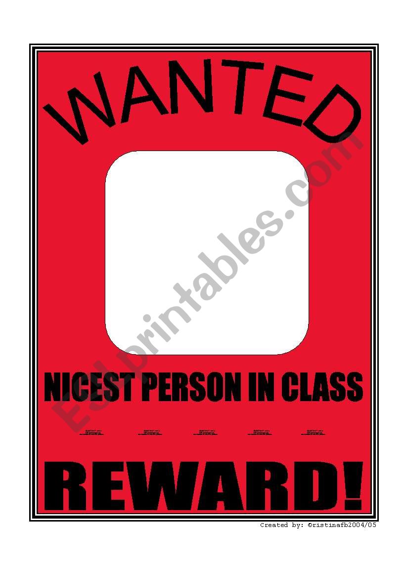 Wanted! worksheet