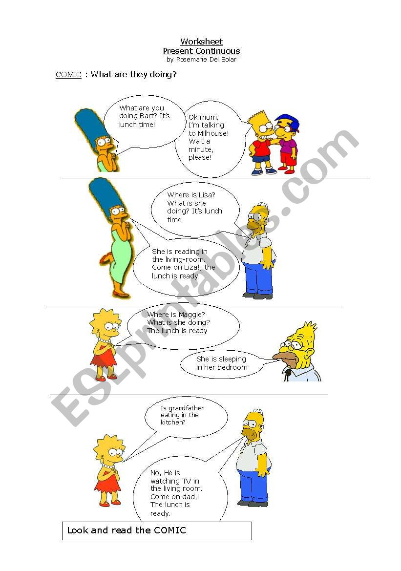 What are The Simpson doing? worksheet