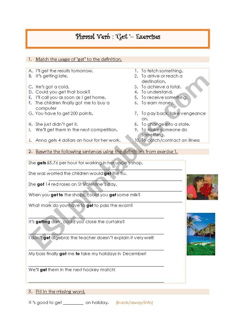 Phrasal Verb Â´GetÂ´ - Exercises