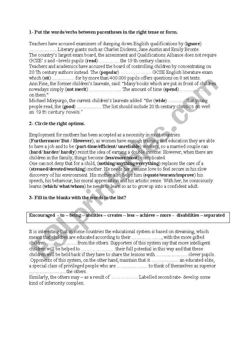 grammar work sheet worksheet