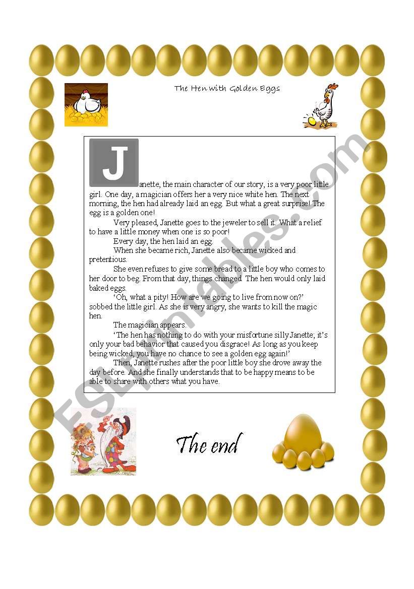 The Hen with Golden Eggs worksheet