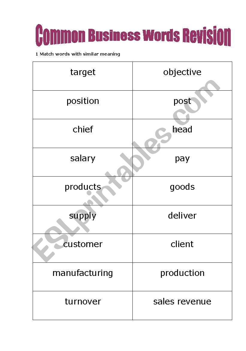 Common Business Words Revision