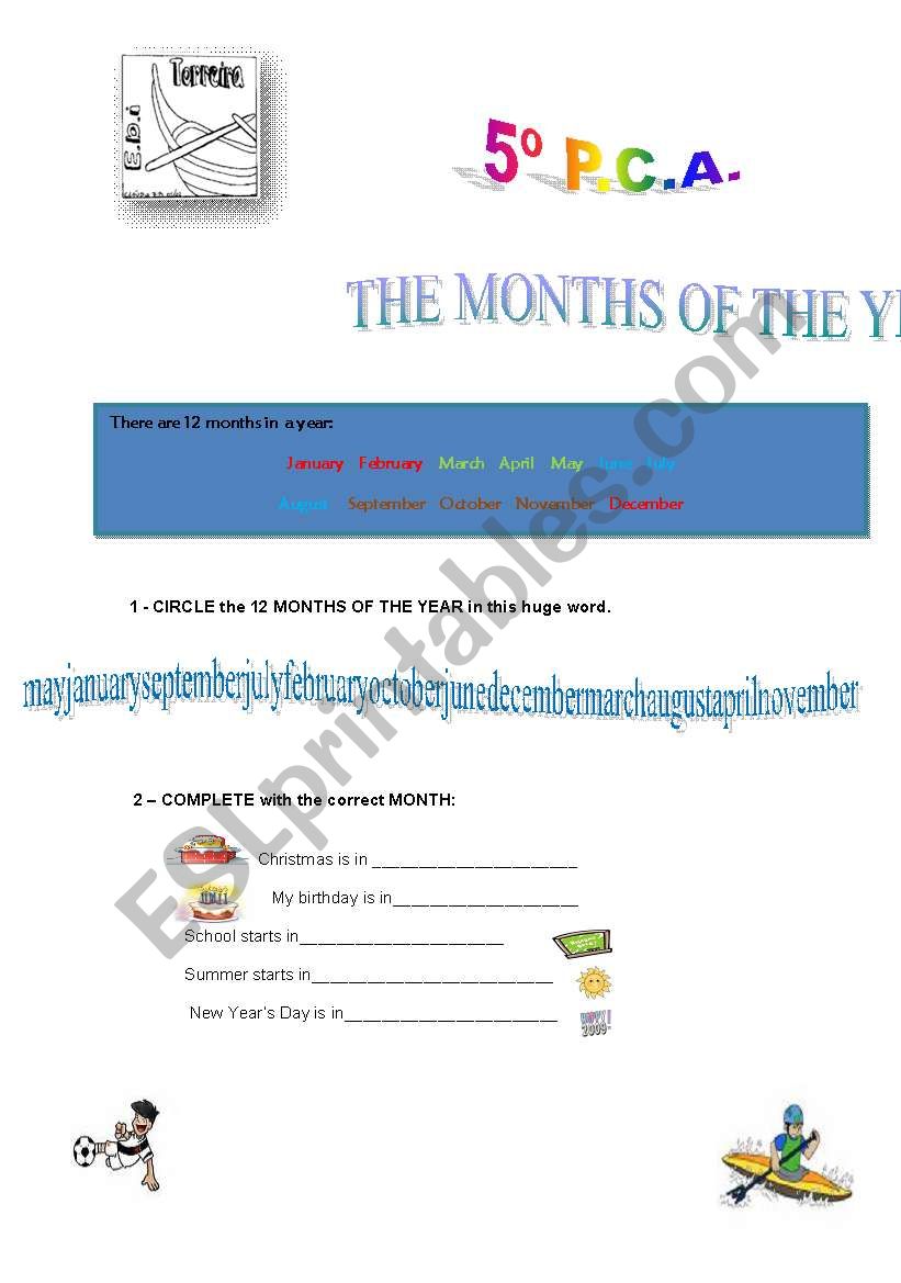 The months of the year worksheet