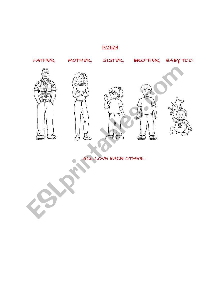 FAMILY POEM worksheet