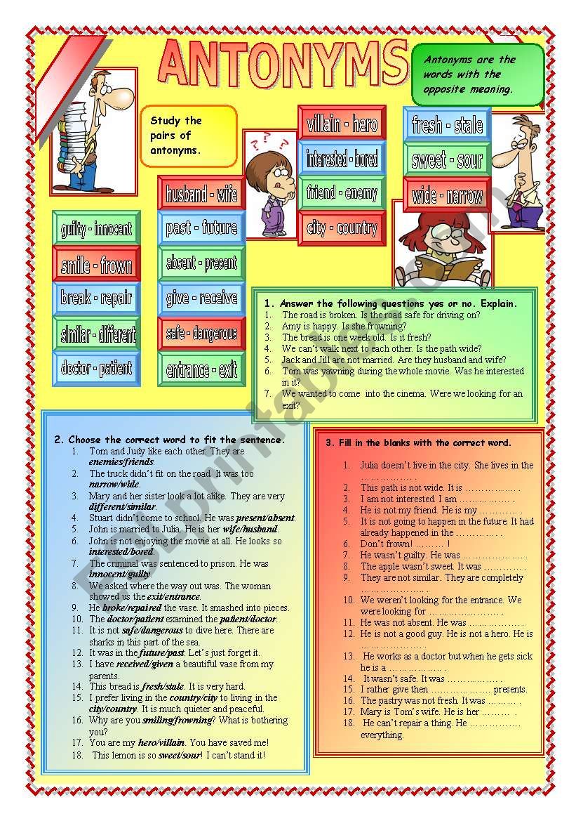 Antonyms worksheet