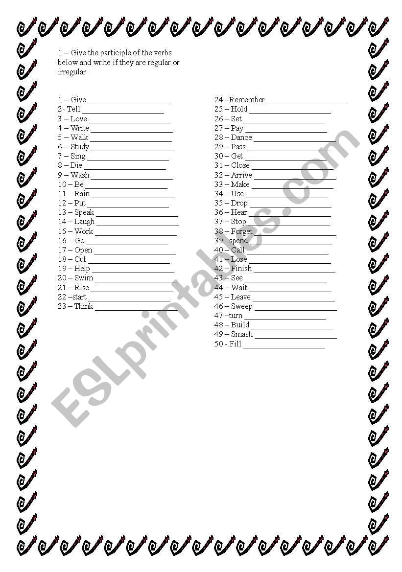 Regular and Irregular verbs worksheet