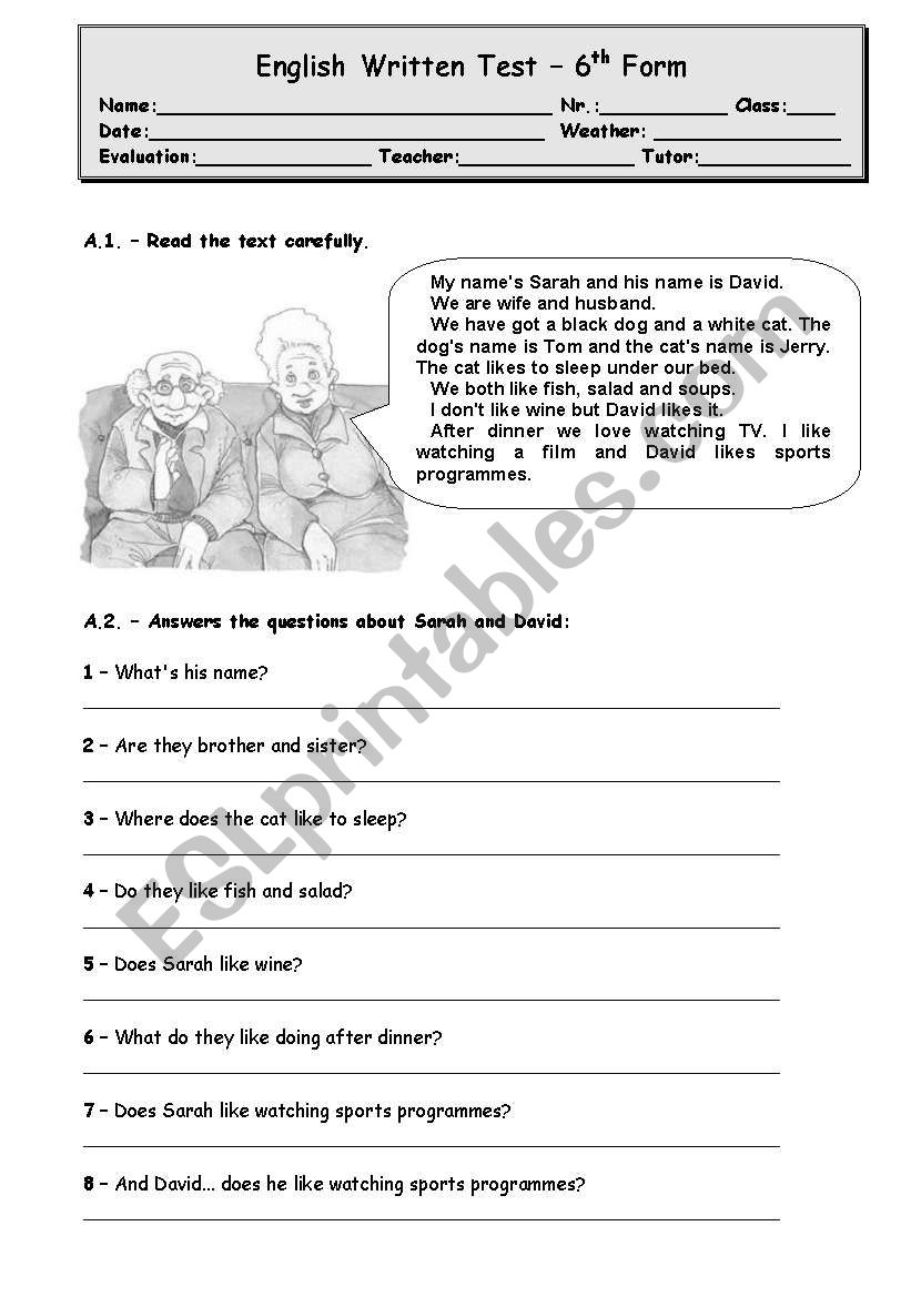Test_LIKES AAND DISLIKES, FOOD, DEMONSTRATIVE PRONOUNS (4 PAGES)