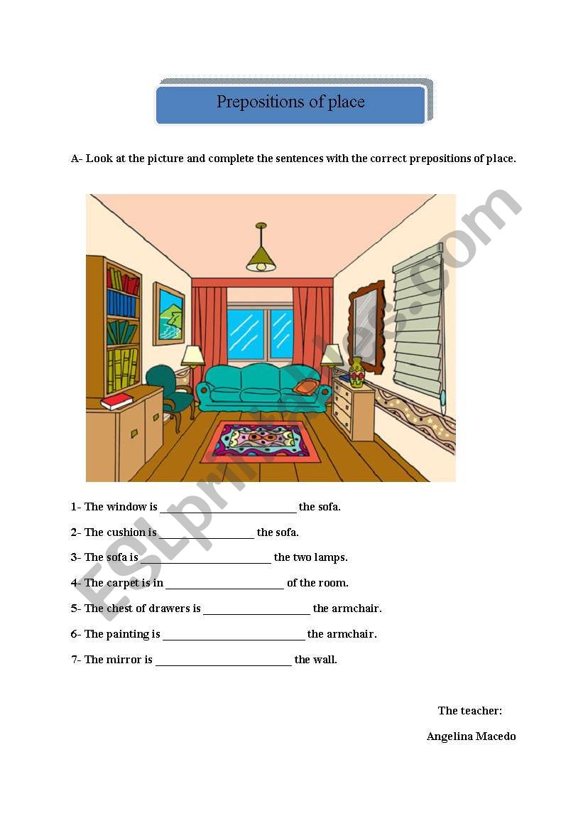 Prepositions of place worksheet