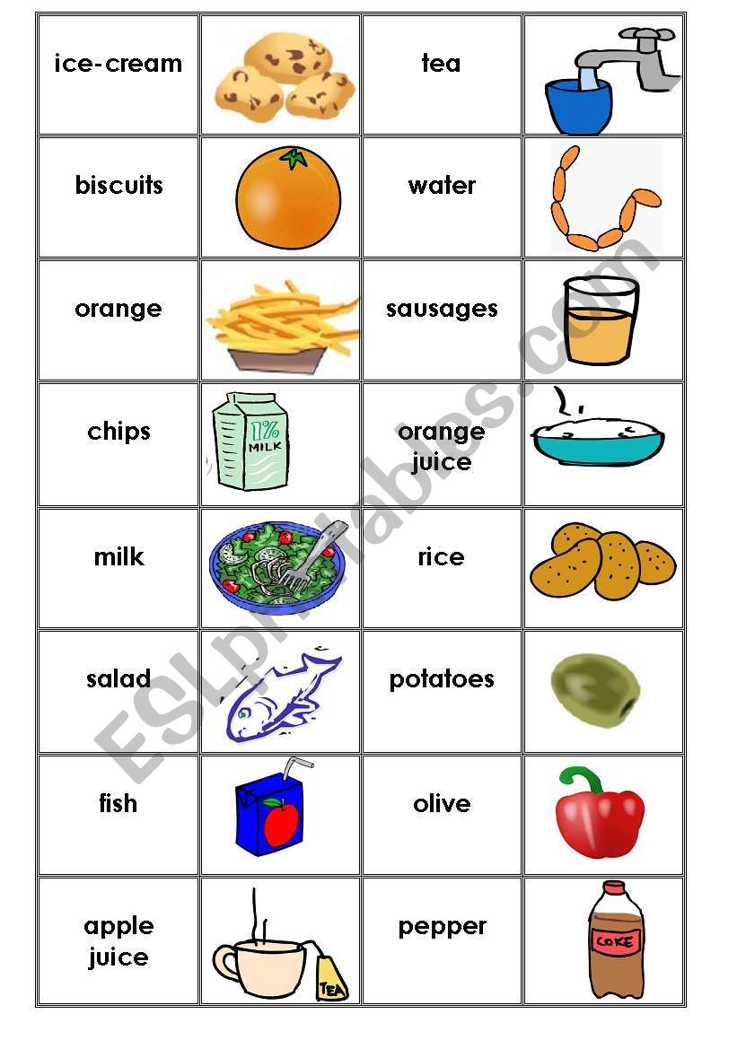 food domino 1/2 worksheet