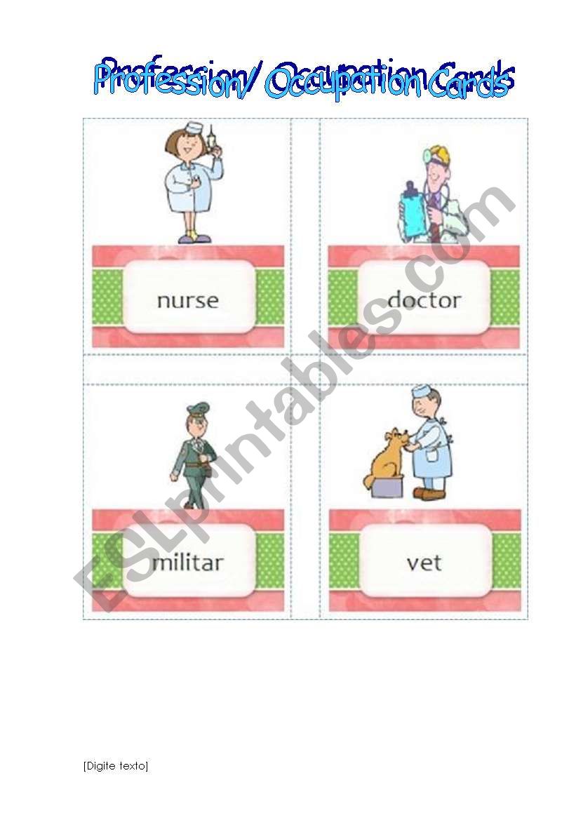 Profession Cards - Set 1 worksheet