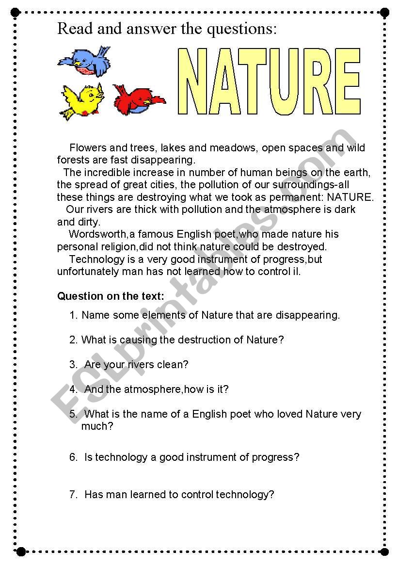 Nature worksheet