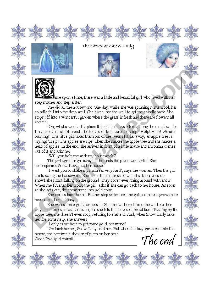 The Story of Snow-Lady worksheet