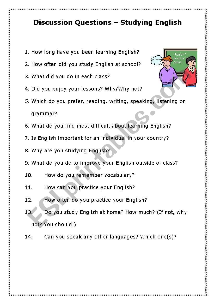 education discussion questions esl