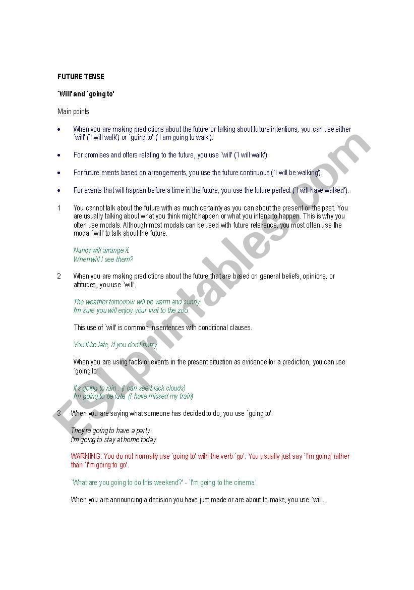 Future Sentences worksheet