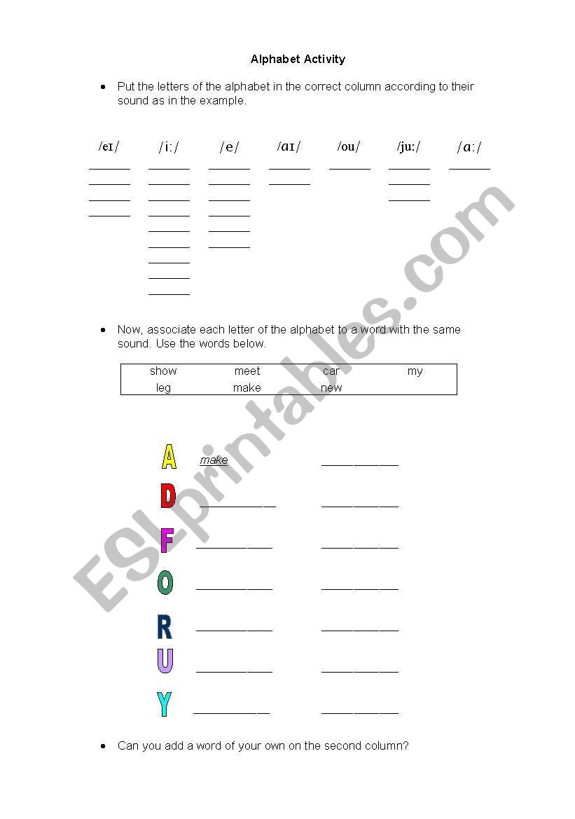 The alphabet worksheet