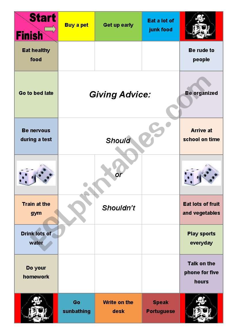 Giving Advice Boardgame worksheet