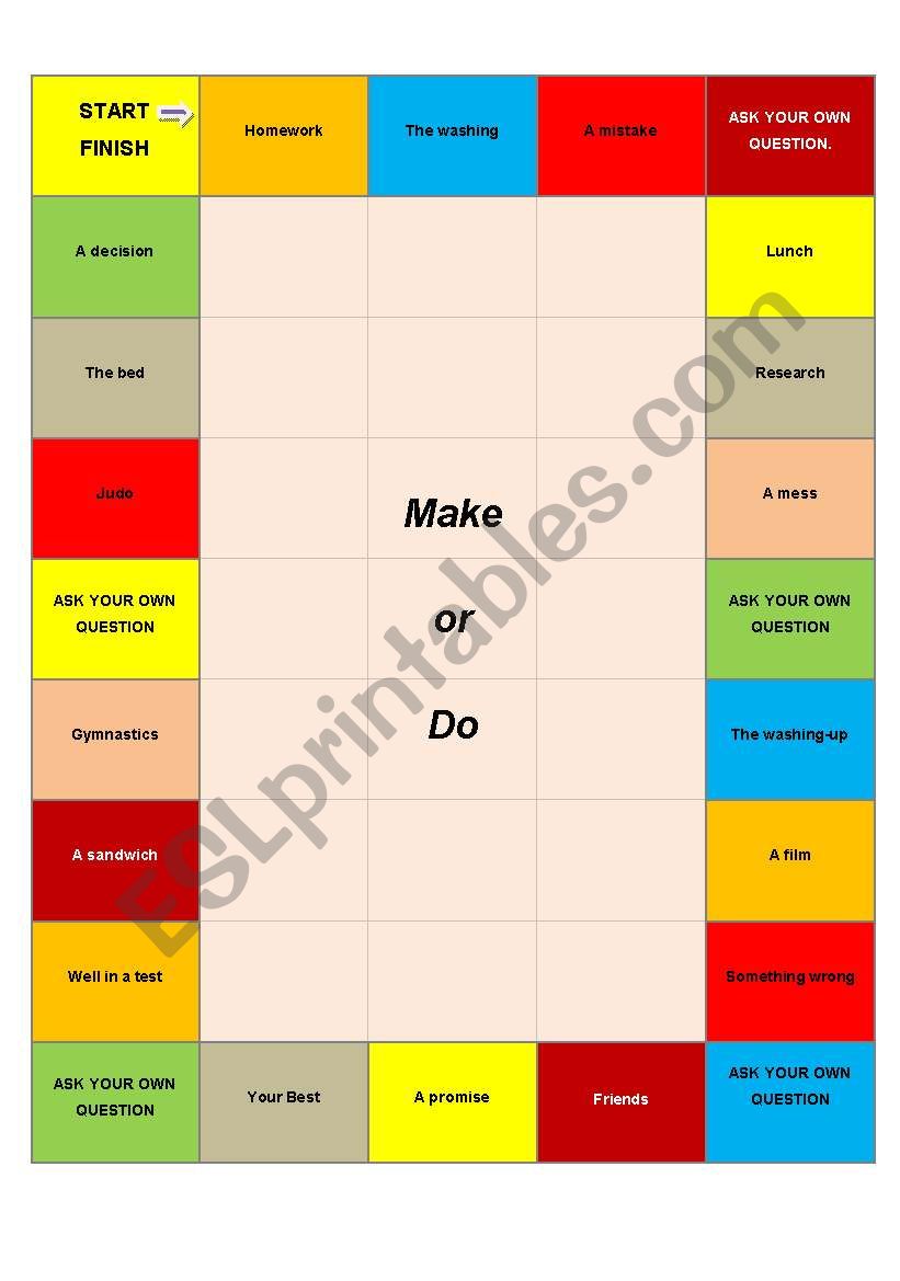 Make or Do Boardgame worksheet