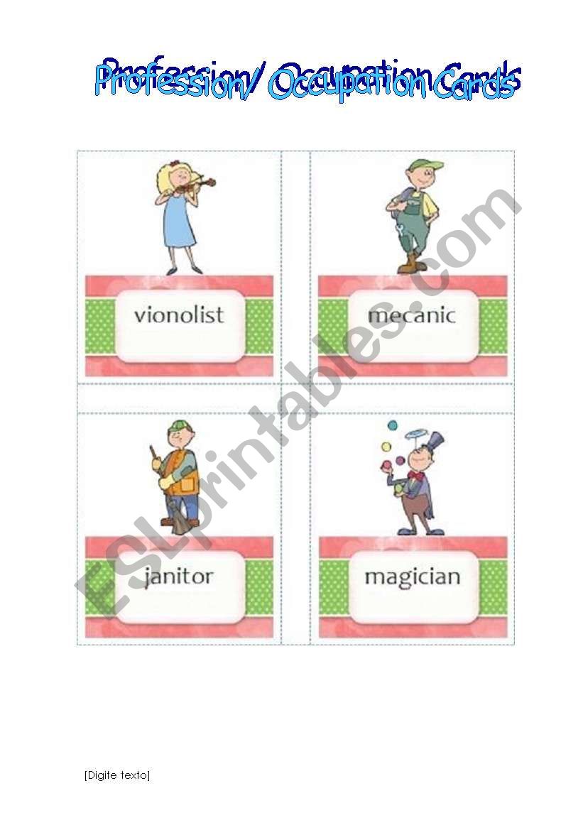 Profession Cards - Set 3 worksheet