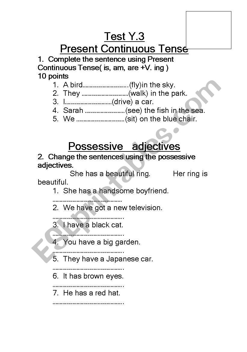 Present continuous tense worksheet