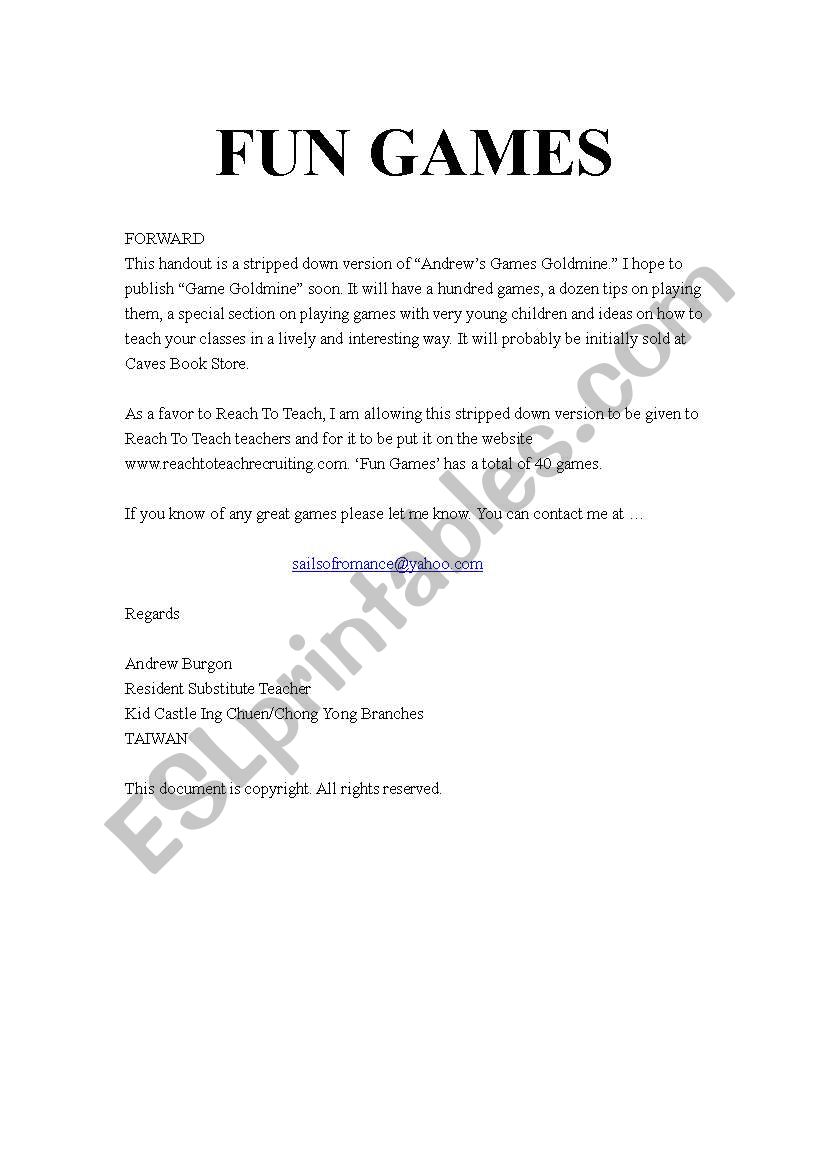 Fun Classroom Games Esl Worksheet By Antiboy Fun Classroom Games Esl Worksheet By Antiboy