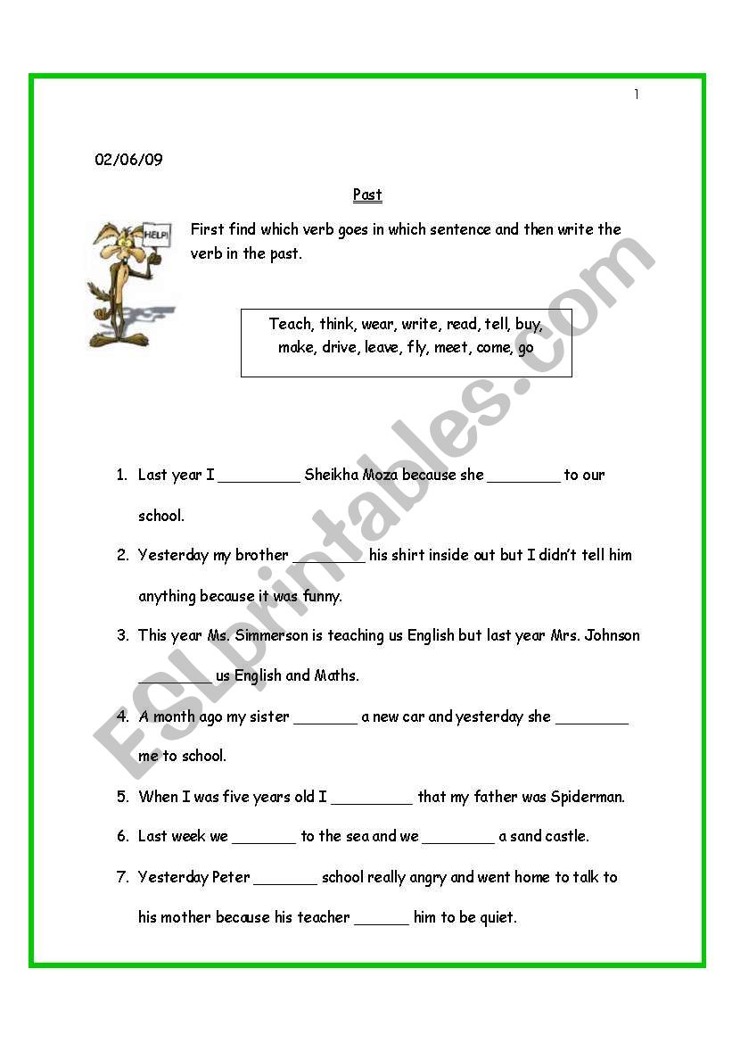 Past simple irregular verbs worksheet