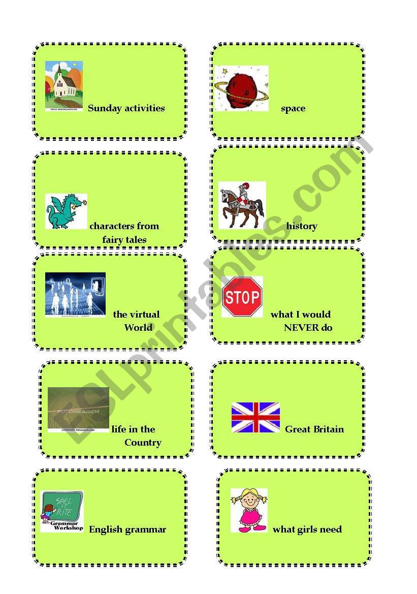 ** Vocabulary revision and brainstorming game # 3**  