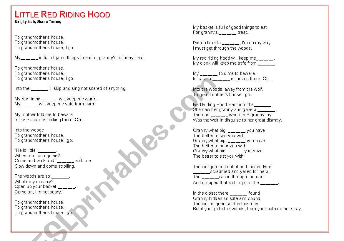 The Little Red Ridind Hood - Gap Filling Song