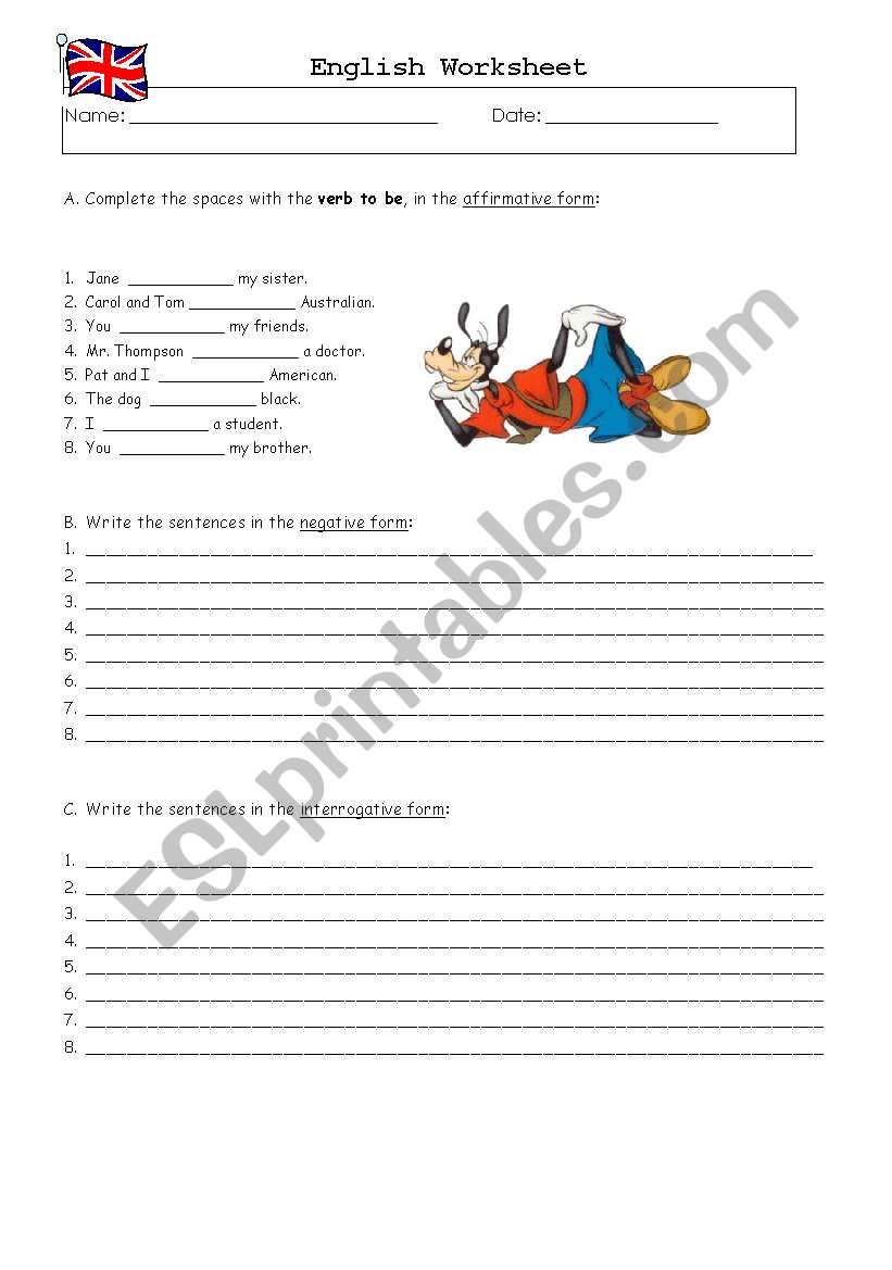 Verb to be worksheet