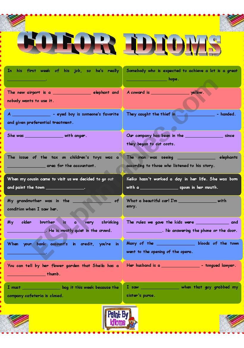 Color idioms worksheet