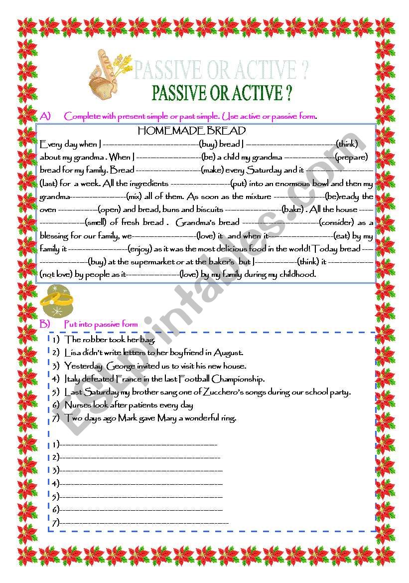 PASSIVE OR ACTIVE? Present simple and past simple active and passive forms