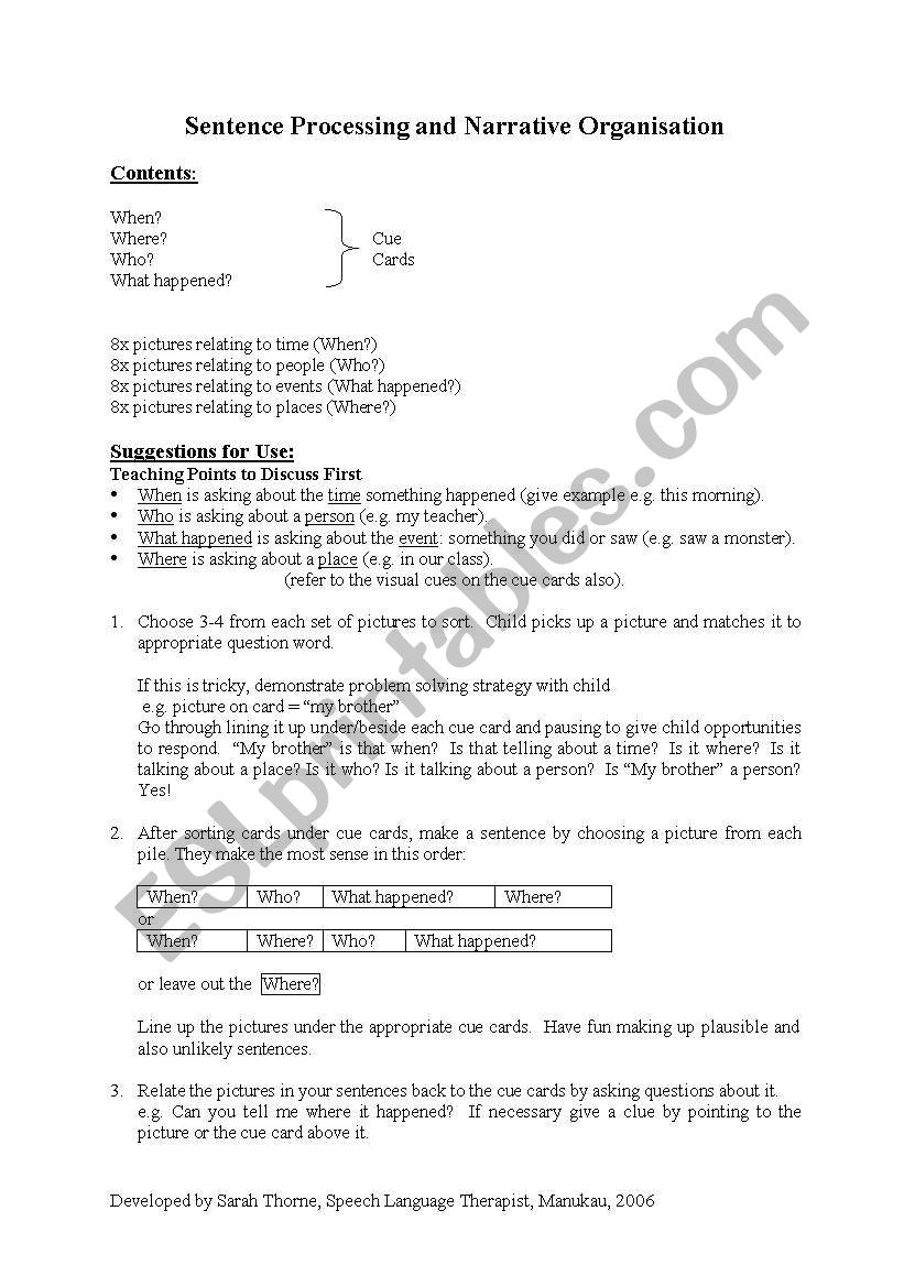Sentence Processing worksheet