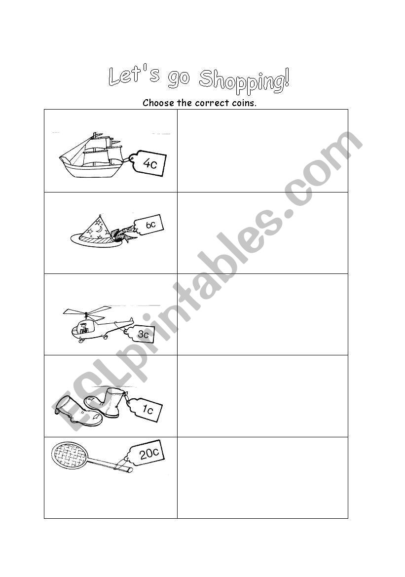 Lets go shopping! worksheet