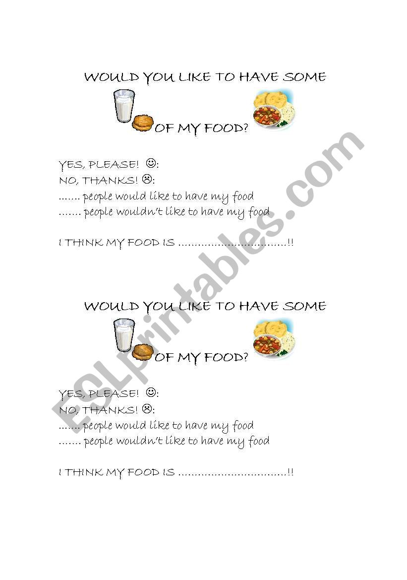 Food..Would you like some?? worksheet